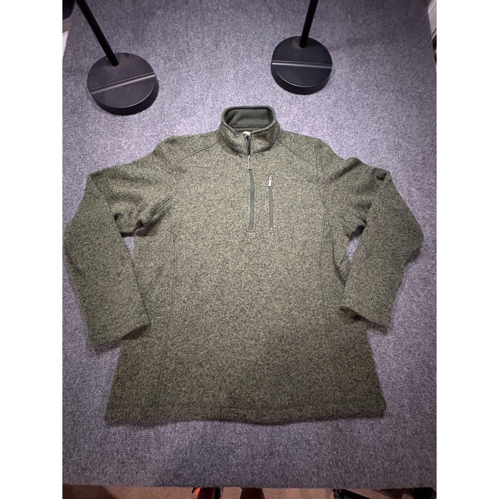 Woolrich Sweater Mens XL Green Fleece Quarter Zip Mock Neck Pullover‎ Zip Pocket